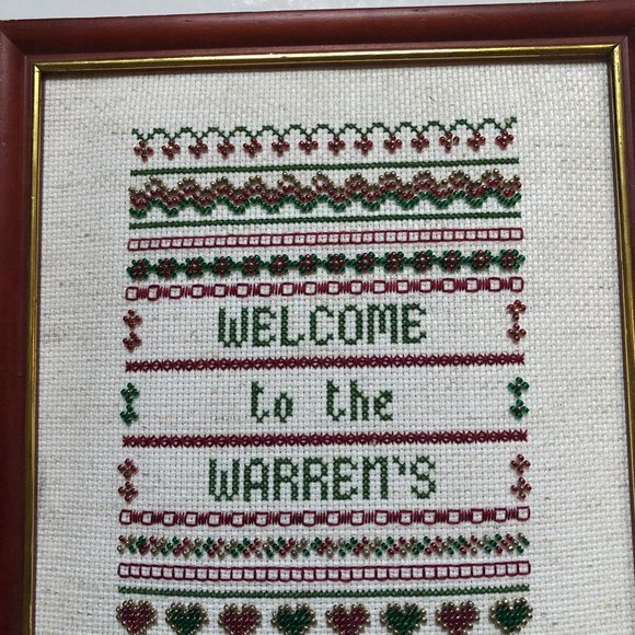 Hand crafted beaded picture wall table decor framed welcome to warren's - Picture 3 of 5